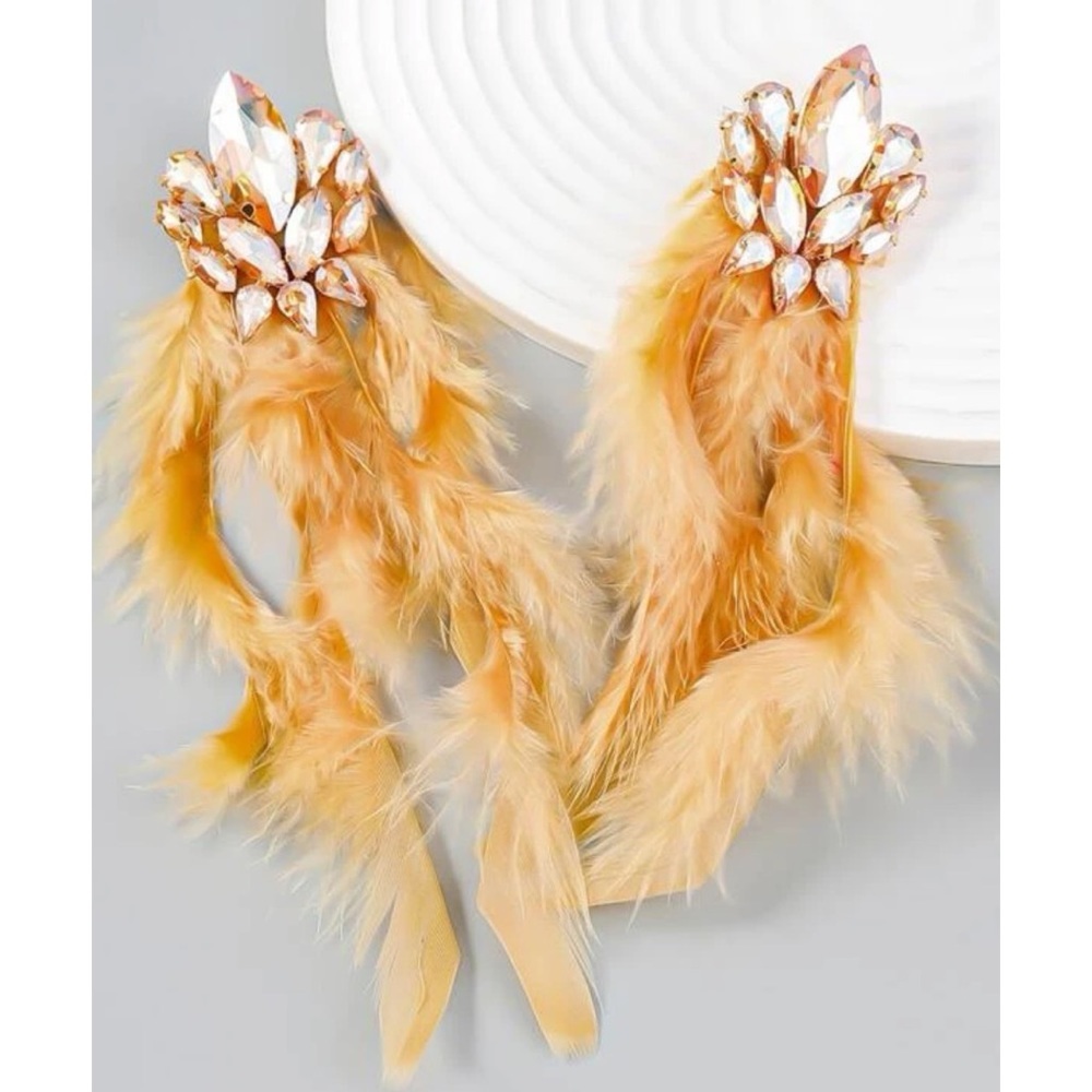 Feather & crystal earrings